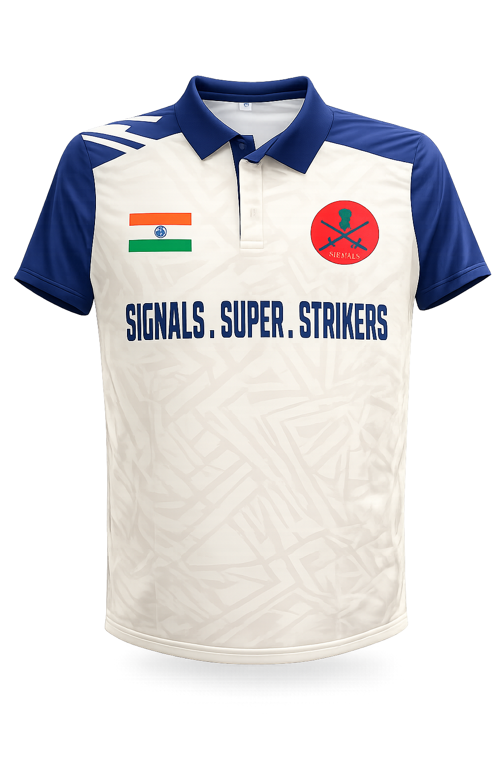 Customized Tshirt - SIGNALS ,SUPER, STRIKERS - White & Blue