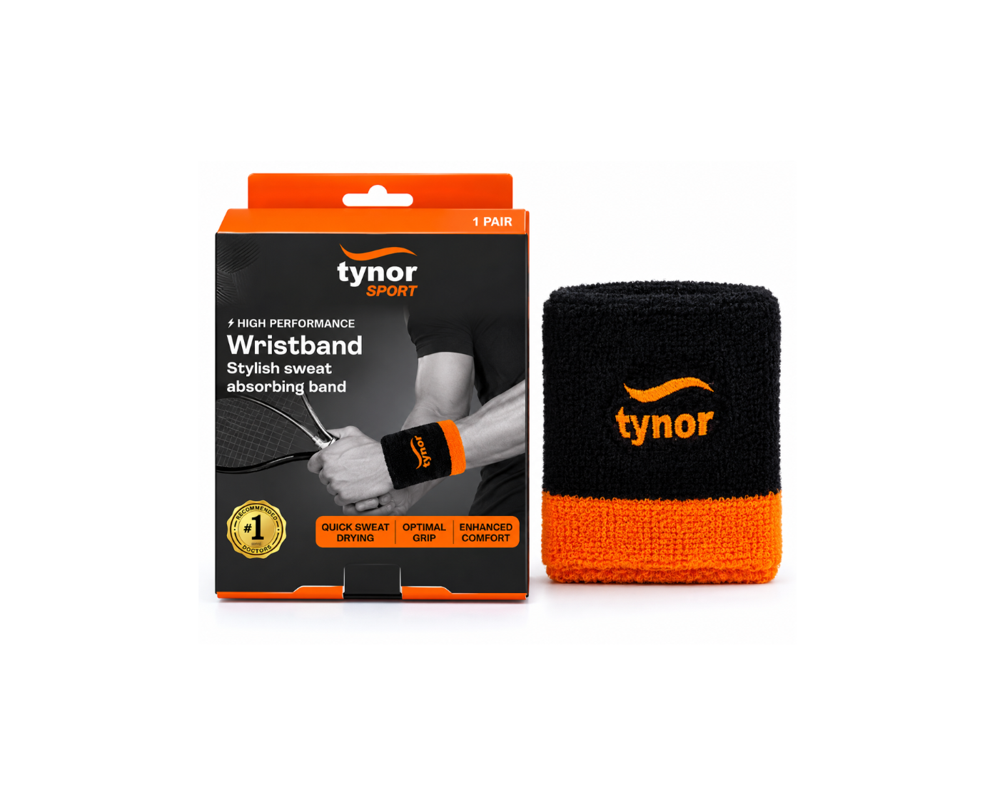 TYNOR SPORT - WRISTBAND - BLACK - ORANGE