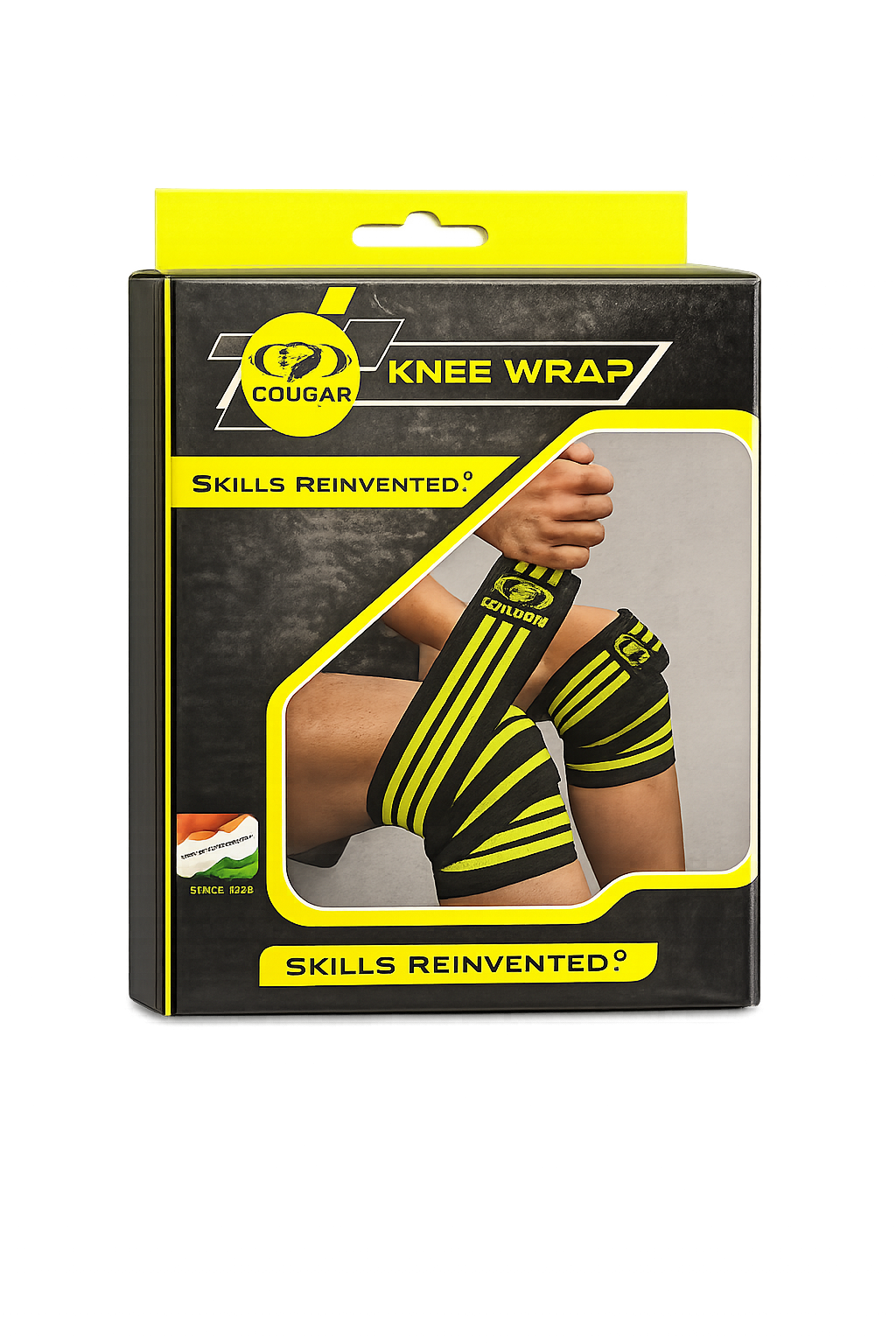 COUGAR KNEE WRAP - BLACK - YELLOW