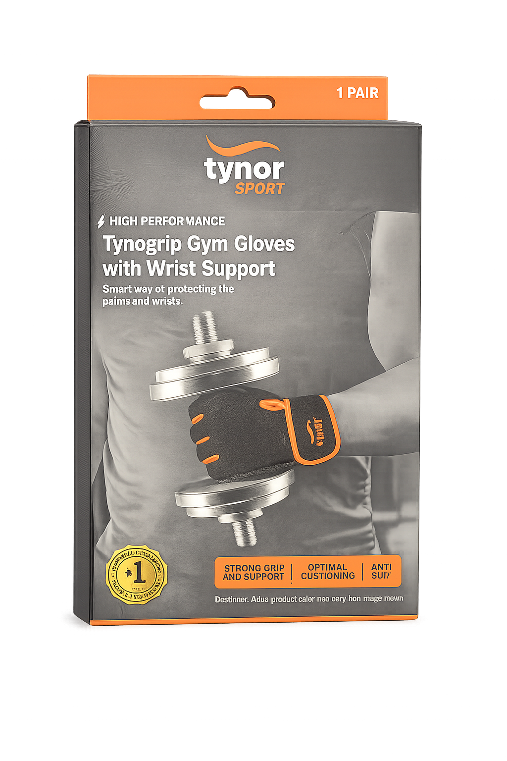 TYNOR - TYNOGRIP GYM GLOVES WITH WRIST SUPPORT - BLACK