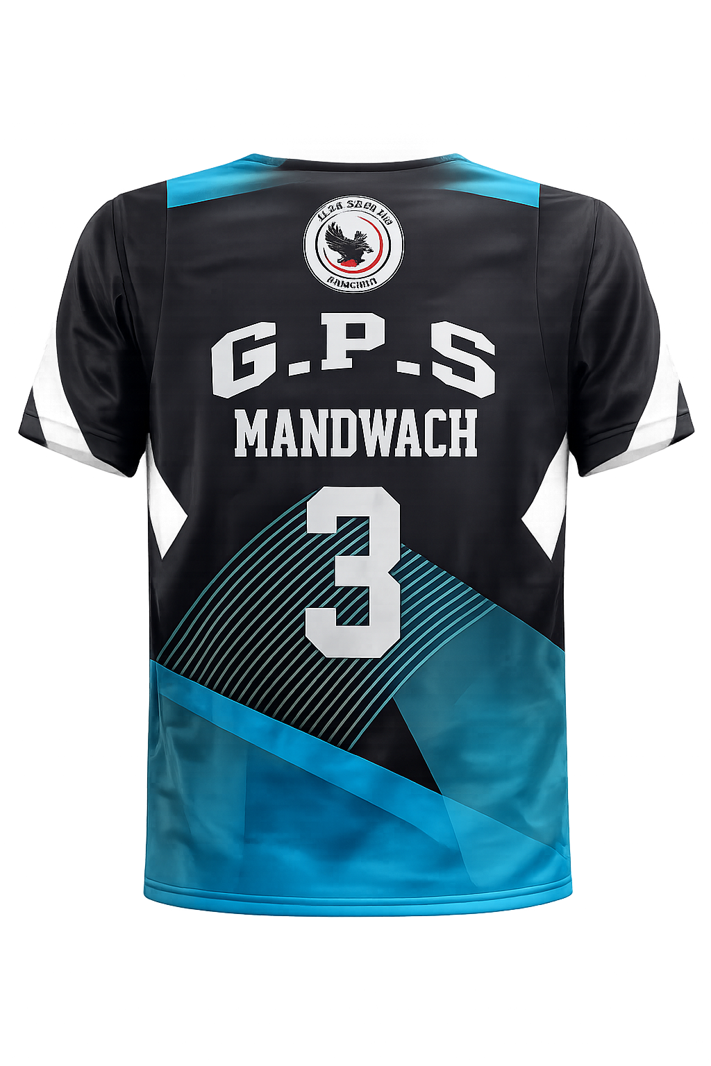 Customized Tshirt - Mandwach - Black and Aqua Blue