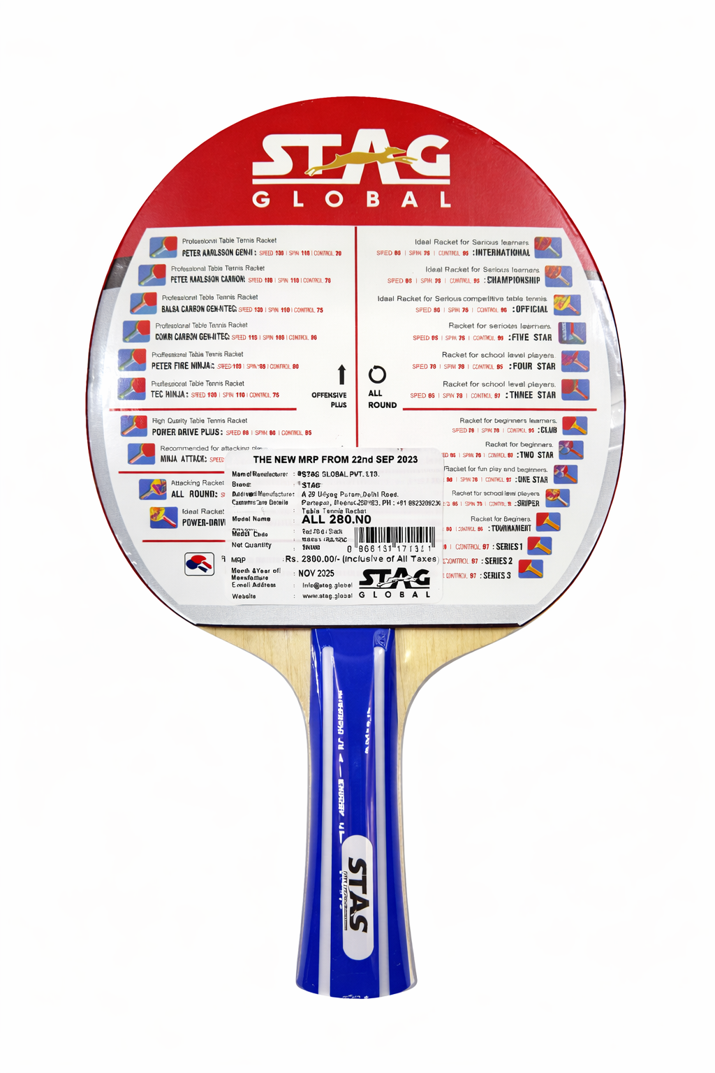 STAG - Table Tennis Racquet - All Round