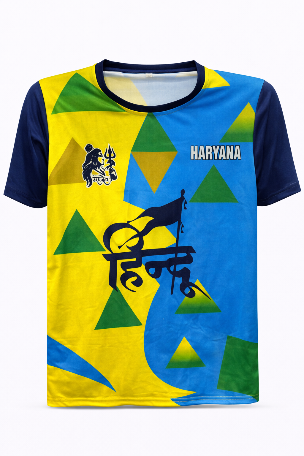 Customized TShirt - Triangles - Yellow Blue