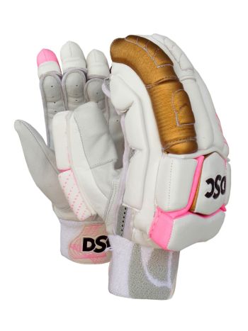 Condor Pro Gold/White/Pink Cricket Batting Gloves Mens Size