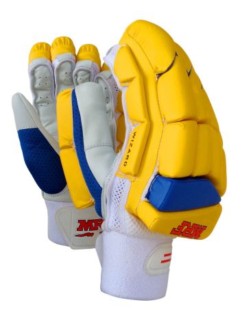 Wizard Yellow Cricket Batting Gloves Mens Size