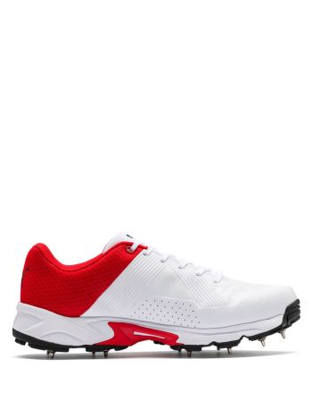 19.2 Spike White/Black/High Risk Red Men's Cricket Spike Shoes
