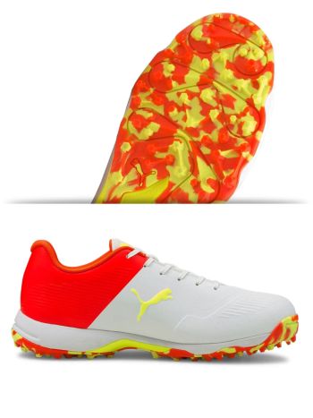 19 FH Red Blast-Yellow Alert-White Rubber one8 Men's Cricket Shoes