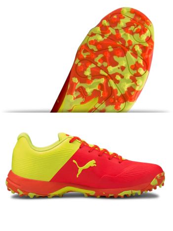 19 FH Red Blast-Yellow Alert Rubber one8 Men's Cricket Shoes