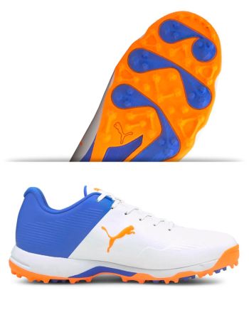 20 FH White-Bluemazing-Orange Glow x one8 Virat Kohli Cricket Shoes