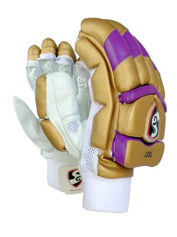 KKR Test Gold/Purple Cricket Batting Gloves Mens Size