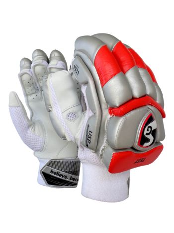 PK Test Silver/Red Cricket Batting Gloves Mens Size