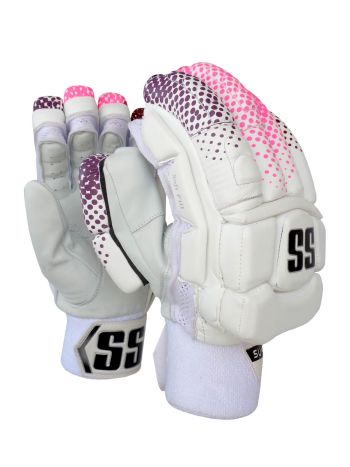 Players SMU White/Pink Cricket Batting Gloves Men Size